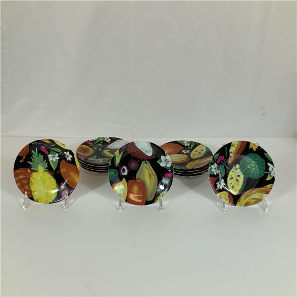 12pc Philippe Deshoulieres Tropical Fruit Limoges Porcelain Bread Plates