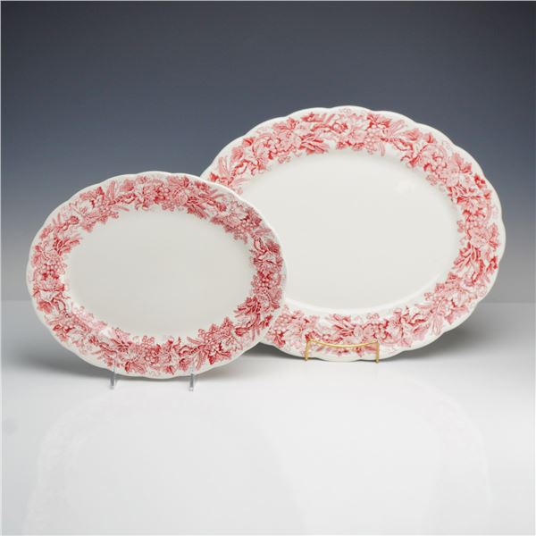 2pc Booths Vine & Wheat Pink Transferware Platters