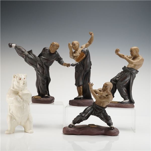 Wan Jian Studio Chinese Kung Fu Shaolin Monk and Polar Bear Figurines