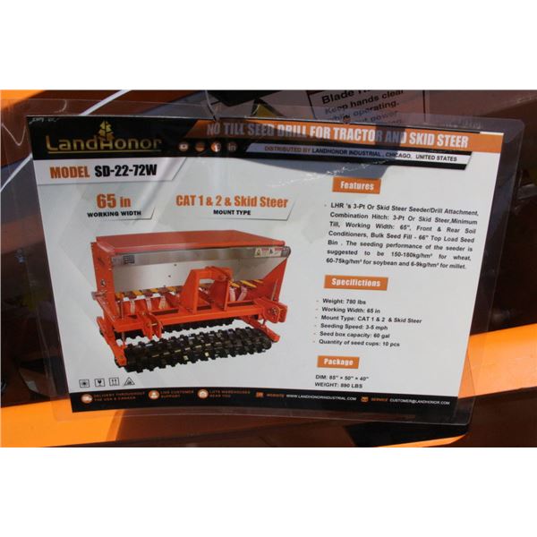 Landhonor No Till Seed Drill For Tractor/Skid Steer