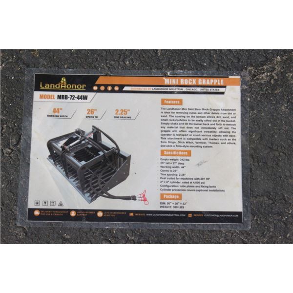 Landhonor Mini Rock Grapple Attachment For Skid Steer