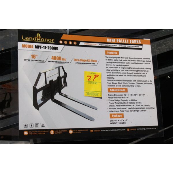 Landhonor Mini Pallet Forks  48"  X  29"  X  9"  - MPF112000G