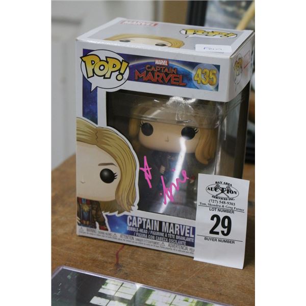 Brie Larsen Autographed Captain Marvel Pop Figurine
