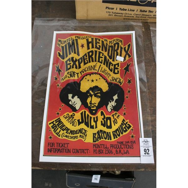 Jimmy Hendrix Experience Vintage Promotional Poster