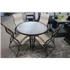 Image 2 : Brown/Tan Round w/Glasstop Patio Dining Table w/4 Chairs
