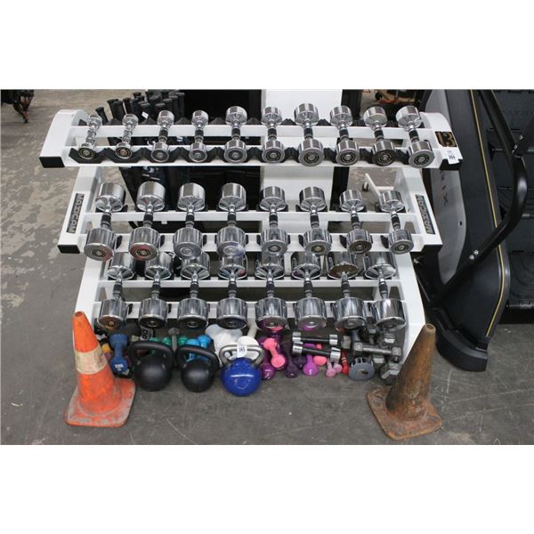 Hampton Chrome Dumbbell Set w/Maxicom White Rack