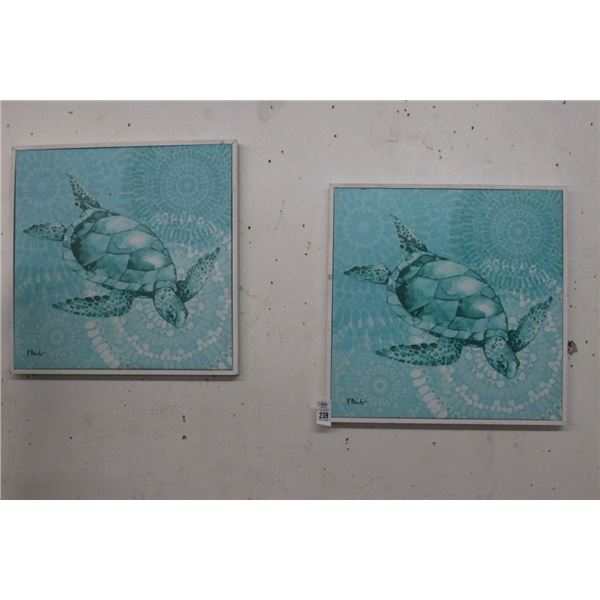 Oil On Canvas Sea Turtle Wall Art Signed Brent Pair