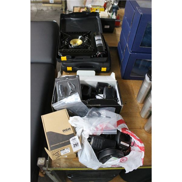 RCA 2 Way Radios w/Charger Set, 2 Sterno Ranges