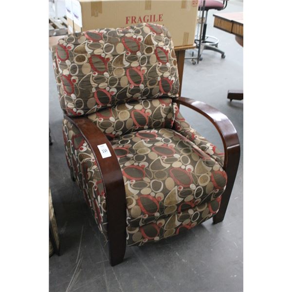 Wood Trim Contemporary Padded Recliner