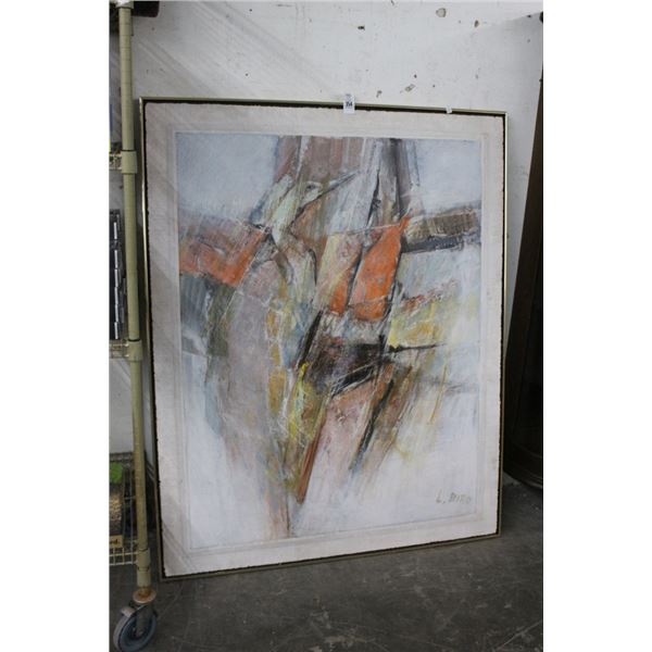 Oil On Board Abstract Egret Wall Art Signed Biro - 4'  X  5'