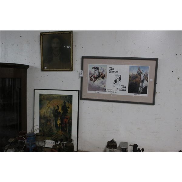 Dali Framed Poster w/Autographed Western Art, Portrait