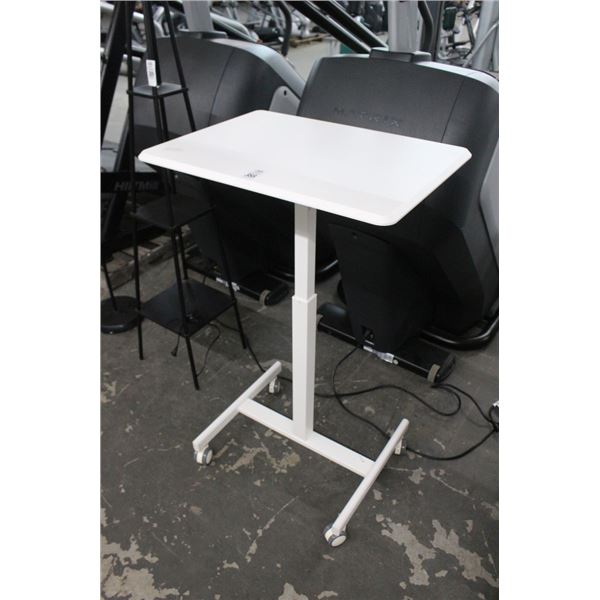 White Adjustable Height Rolling Table