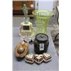 Image 1 : Coconut Carved Bird Hanger, Shell What Not Bins, Lidded Jar, Vases, Trophy