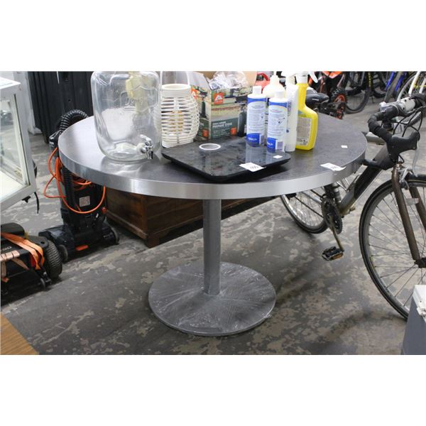 Pedestal Round Mocha w/SS Trim Dining Table