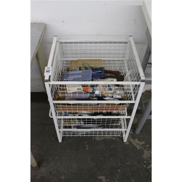 4 Basket Storage Bin w/Asst. Tools, Sketch Tools