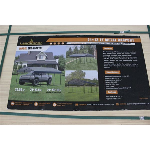 Landhonor  21'  X  13'  Metal Carport - LHRMC2113