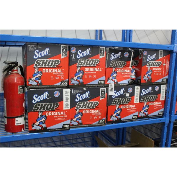 Shop Rags 8 Cases, Fire Extinguisher