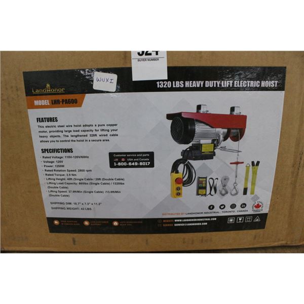 Landhonor  1320  LB. Cap Heavy Duty Electric Hoist - LHRPPA600