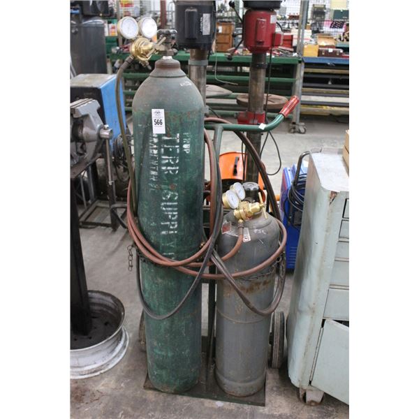 Oxygen Acetylene Torch Tank w/Dolly - Ownership Unknown