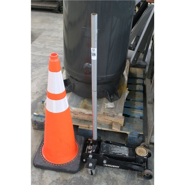 Husky Auto Floor Jack, Safety Cone