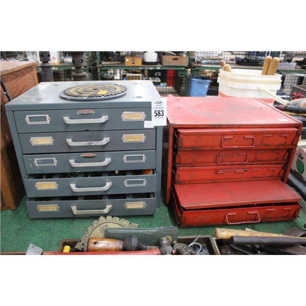 Grey 5 Drawer Tool Cabinet w/Asst. Tool/Hardware, 4 Drawer Hardware Cabinet