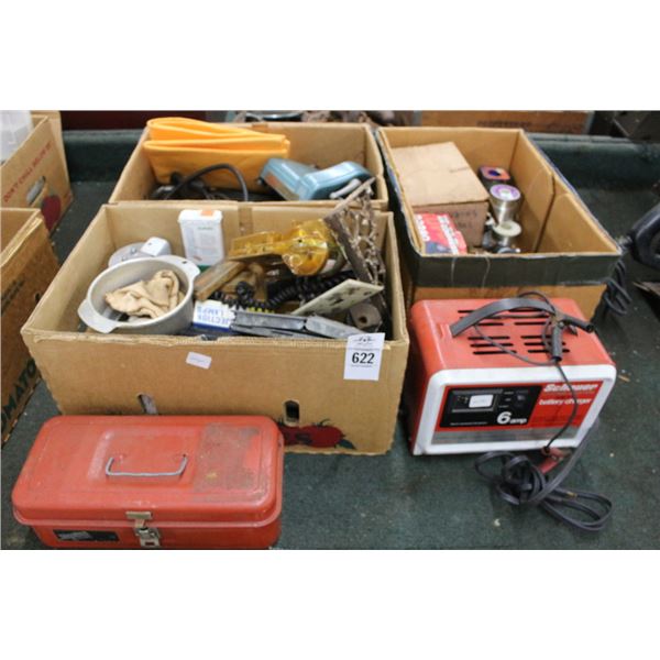 Battery Charger, Solder, Asst. Tools, Hardware, Supplies