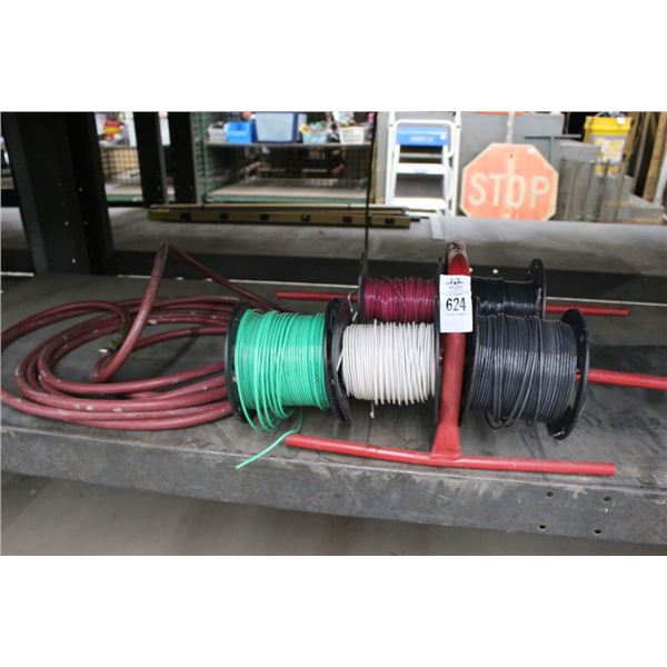 Wire Spools on Rack, Air Hose