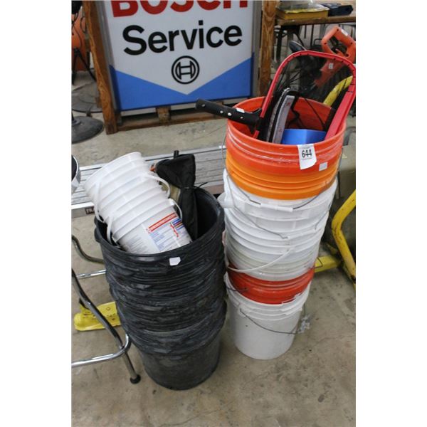Storage Buckets w/Auto Tire Irons, Pool Accessories