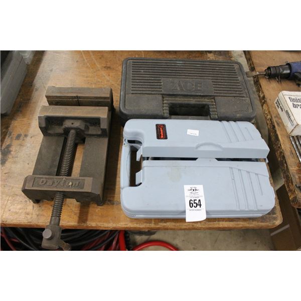 Dayton Bench Vise, Sockets, Tool Kits