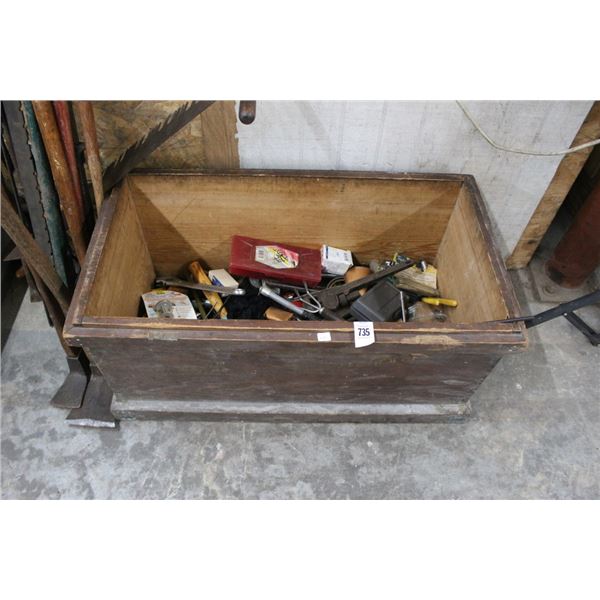 Wooden Storage Box, Asst. Tools/Hardware