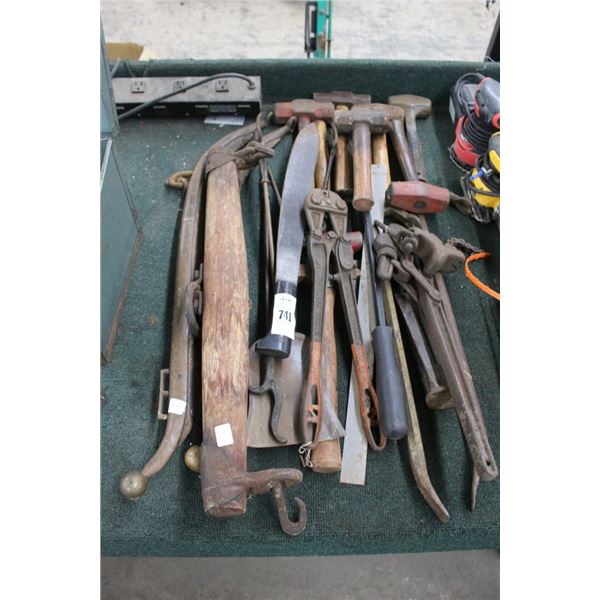 Vintage Horse Haines, Machete, Cable Crimper, Hand Saw, Tools