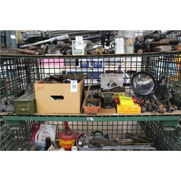 Shelf w/Hand Tools, Vise, More