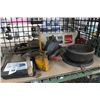 Image 3 : Cast Skillet, Bowl, Bottle Jack, Asst. Tools, Oiler