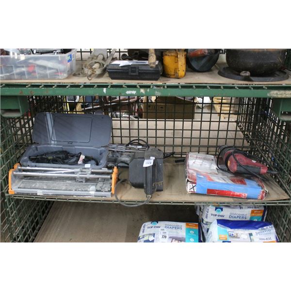 Manula Tile Cutter, Flex Tool, Sawzall, Sand Blast Kit