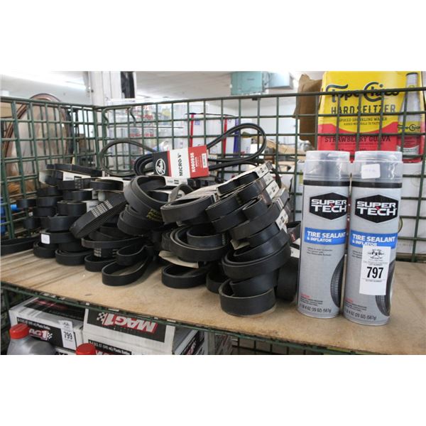 Asst. V Belts, Tire Sealant, Inflator