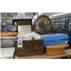 Image 2 : Vintage Wooden Tray, Cherry Storage Box, Mirrors, Funnels, Pressure Pot, Books,