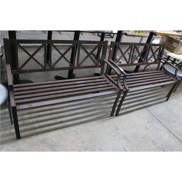 Metal Patio Benches - Pair