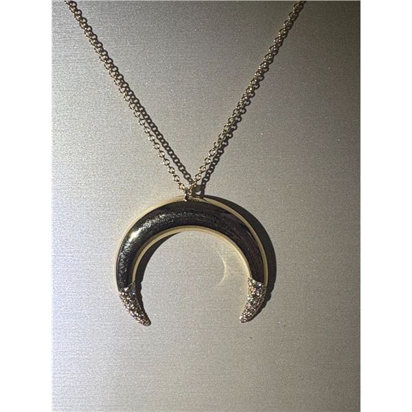 Diamond Accented Moon Pendant Necklace.