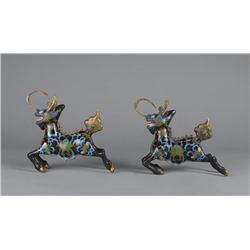 Pair of 19th C. Chinese Cloisonne Qilin's