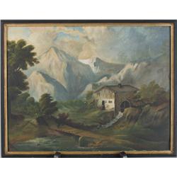 European Oil Painting on Board, 19th C.