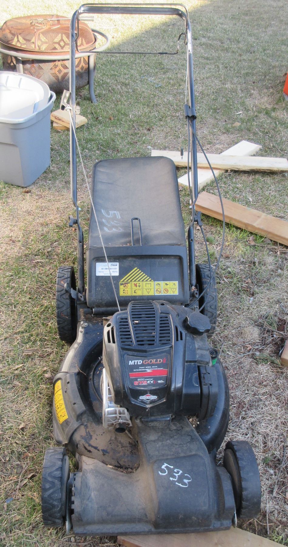 MTD GOLD FRONT WHEEL DRIVE LAWN MOWER, REAR BAG C/W BRIGGS & STRATTON ...