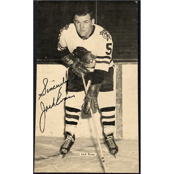 1965-66 J.D. McCARTHY NHL POST CARD - JACK EVANS (HOF) - SIGNED