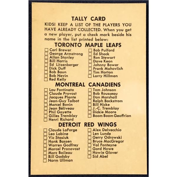 1962-63 PARKHURST NHL CHECKLIST