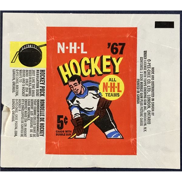 1966-67 O-PEE-CHEE HOCKEY WRAPPER - BOBBY ORR ROOKIE YEAR