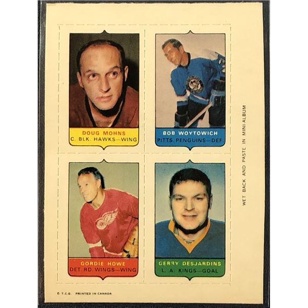 1969-70 O-PEE-CHEE HOCKEY 4-IN-1 GORDIE HOWE HOF)