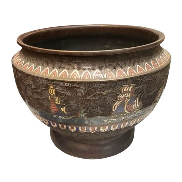 Japanese Bronze Champleve Enamel Planter