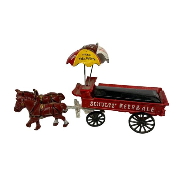 Cast Iron Schultz Beer & Ale Horse with Cart
