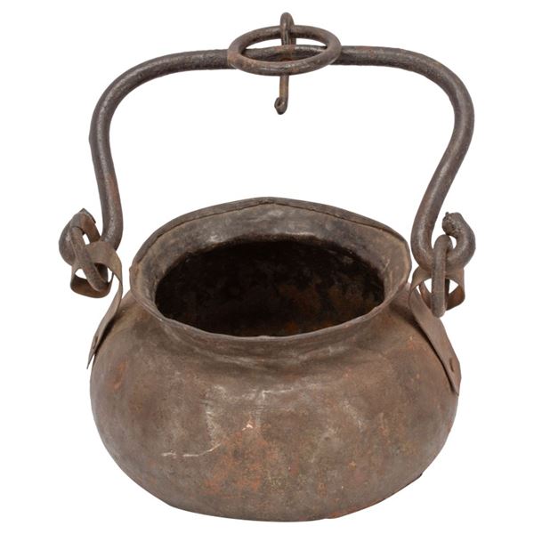 Hanging Hammered Copper Fireplace Cauldron