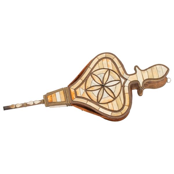 Antique Inlaid Bone Mixed Metals Bellows
