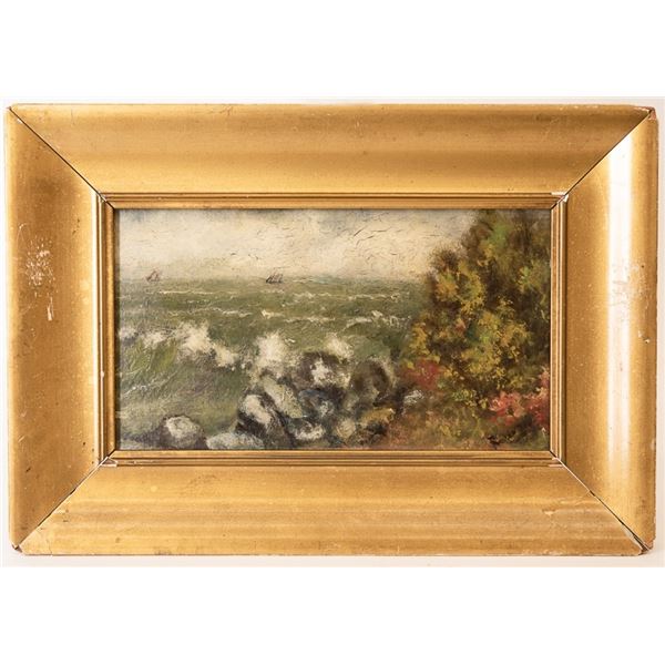 Gilt Framed Coastal Landscape Oil Painting